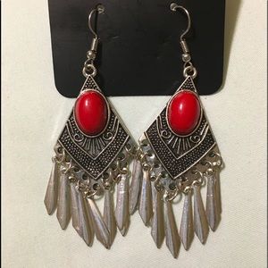 Red and silver earrings
